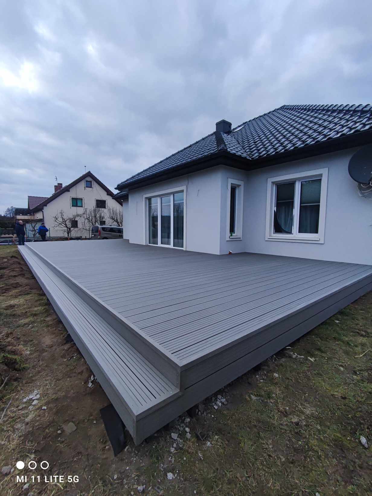 Wooden decking on concrete blocks